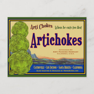 Artischocken-Vintage-Kisten-Kunst bearbeitbare Pos Postkarte