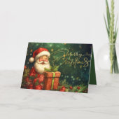 Artisitc Santa Illustration Weihnachten Rotes Grün (Vorderseite)
