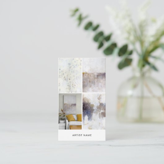 Artist 4 Image Grid Template Visitenkarte (Stehend Vorderseite)