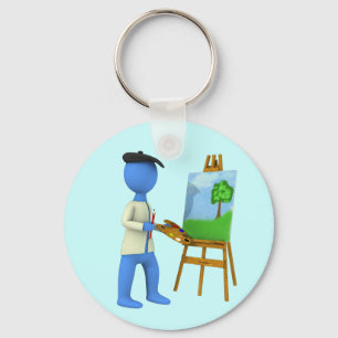 Artist and Easel Schlüsselanhänger