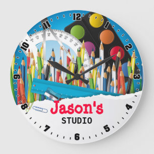 Artist Art Studio Personalizable Wall Clock Große Wanduhr