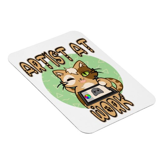 Artist at work cute cat design magnet (Rechte Seite)