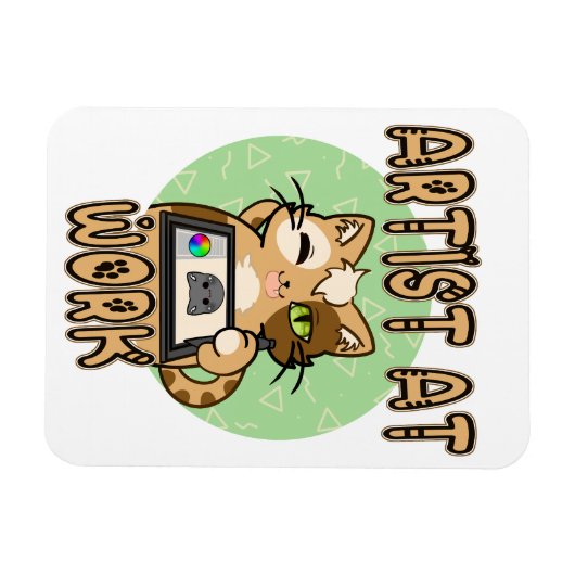 Artist at work cute cat design magnet (Horizontal)