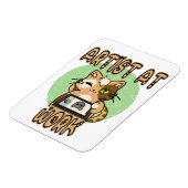 Artist at work cute cat design magnet (Linke Seite)