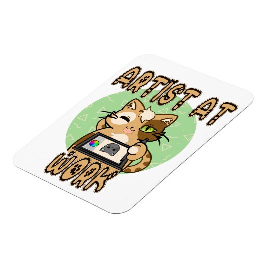 Artist at work cute cat design magnet (Linke Seite)