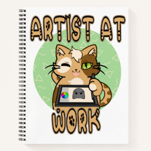 Artist at work cute cat design notizblock