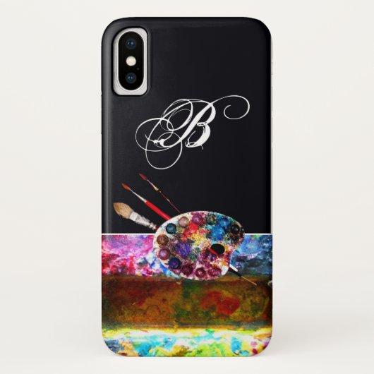 ARTIST FARBE PALETTE MONOGRAMM Black Case-Mate iPhone Hülle (Rückseite)