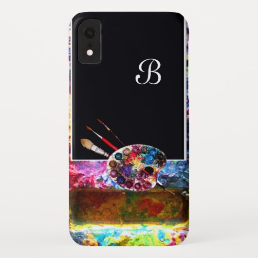 ARTIST FARBE PALETTE MONOGRAMM Black Case-Mate iPhone Hülle (Rückseite)