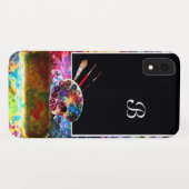 ARTIST FARBE PALETTE MONOGRAMM Black Case-Mate iPhone Hülle (Rückseite (Horizontal))