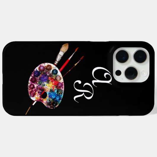 ARTIST FARBE PALETTE MONOGRAMM Black Case-Mate iPhone Hülle (Rückseite (Horizontal))