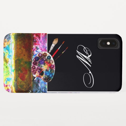 ARTIST FARBE PALETTE MONOGRAMM Black Case-Mate iPhone Hülle (Rückseite (Horizontal))