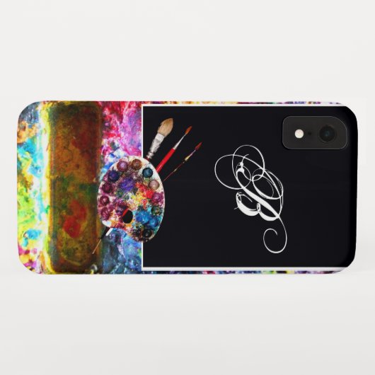 ARTIST FARBE PALETTE MONOGRAMM Black Case-Mate iPhone Hülle (Rückseite (Horizontal))