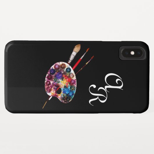 ARTIST FARBE PALETTE MONOGRAMM Black Case-Mate iPhone Hülle (Rückseite (Horizontal))