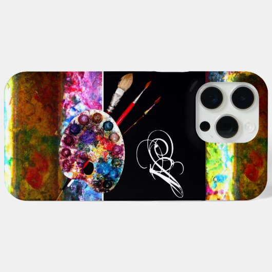 ARTIST FARBE PALETTE MONOGRAMM Black Case-Mate iPhone Hülle (Rückseite (Horizontal))