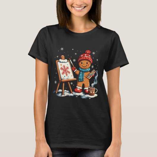Artist Gingerbread Painter Art Teacher Student Chr T-Shirt (Vorderseite)