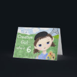 Artist Girl 6th birthday card Karte<br><div class="desc">Cute birthday card has a girl with a paintbrush and beret,  just right for a birthday girl who's turning six</div>