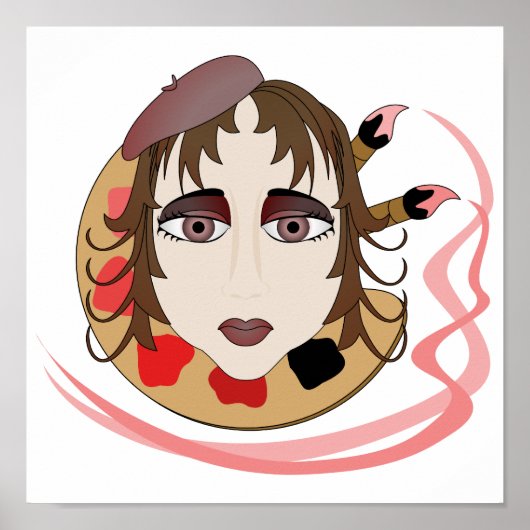 Artist Girl in Rot Poster (Vorne)