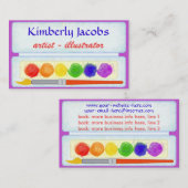 Artist Illustrator Paint Palette Color Paintbrush Visitenkarte (Vorne/Hinten)