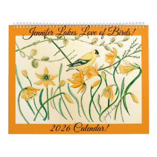 Artist Jennifer Lake's Bird Calendar 2026 Kalender