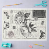 Artist Large Vintag Peony Butterfly Decoupage Seidenpapier (Basteln)