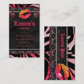 Artist Lips N Lace Pink Orange Red Zebra Visitenkarte (Vorne/Hinten)