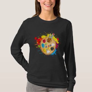 Artist Paint Palette And Brushes colorful splash T-Shirt