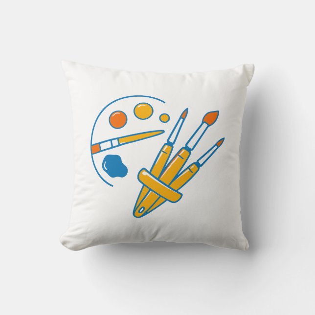 Artist Paint Palette and Brushes Kissen (Vorderseite)