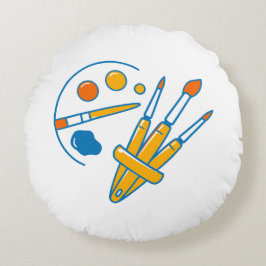 Artist Paint Palette and Brushes Rundes Kissen