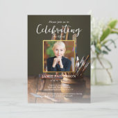 Artist, Painter, Celebration of Life Funeral Photo Einladung (Stehend Vorderseite)