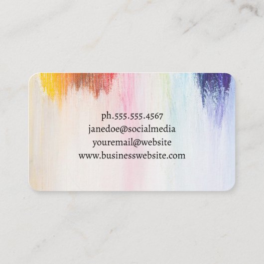 Artist Palette | Colorful Brush Strokes | Creative Visitenkarte (Rückseite)