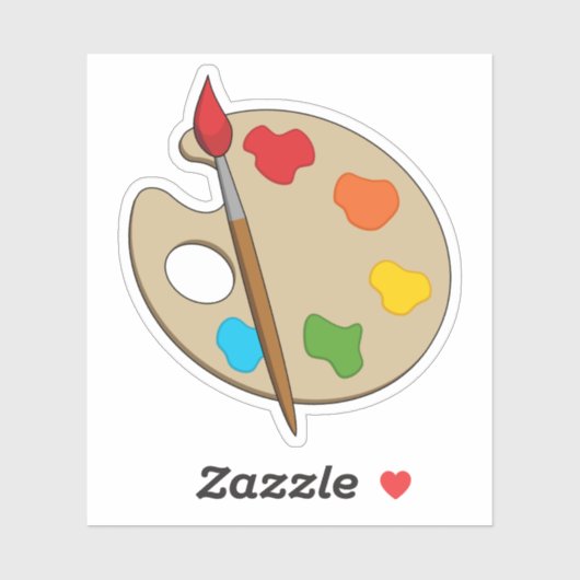 Artist Palette mit Pinsel Aufkleber (Blatt)