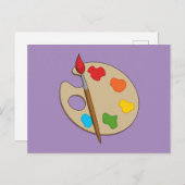 Artist Palette mit Pinsel Feiertagspostkarte (Vorne/Hinten)