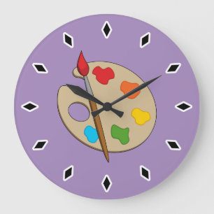 Artist Palette mit Pinsel Große Wanduhr