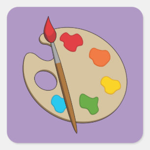Artist Palette mit Pinsel Quadratischer Aufkleber