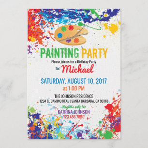 Artist Palette Paint Splash Geburtstag Einladung