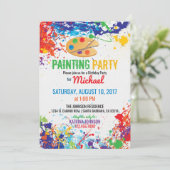 Artist Palette Paint Splashes Geburtstag Einladung (Stehend Vorderseite)