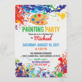 Artist Palette Paint Splashes Geburtstag Einladung