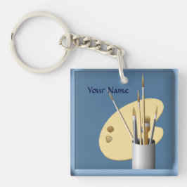 Artist Palette und Brushes Blue Schlüsselanhänger
