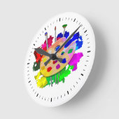 Artist Palette und Pinsel Runde Wanduhr (Winkel)
