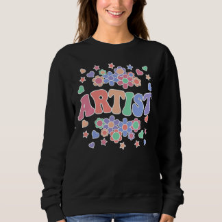 ARTIST-Retro Groovy Vintag, Blume, Herz, Star Sweatshirt