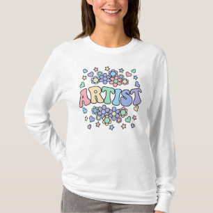 ARTIST-Retro Groovy Vintag, Blume, Herz, Star T-Shirt