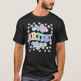 ARTIST-Retro Groovy Vintag, Blume, Herz, Star T-Shirt