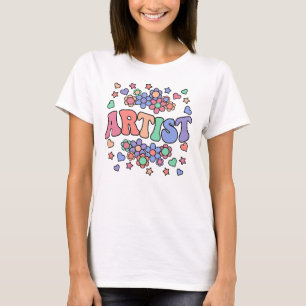 ARTIST-Retro Groovy Vintag, Blume, Herz, Star T-Shirt