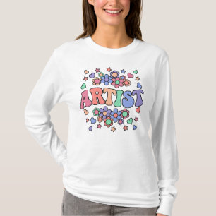 ARTIST-Retro Groovy Vintag, Blume, Herz, Star T-Shirt