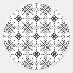 Artist Schwarz-weiß Geometric Floral Diamond Group Runder Aufkleber