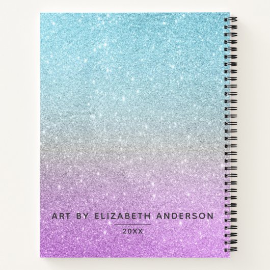 Artist Sketchbook Elegante Lila Glitzer Notizblock (Rückseite)