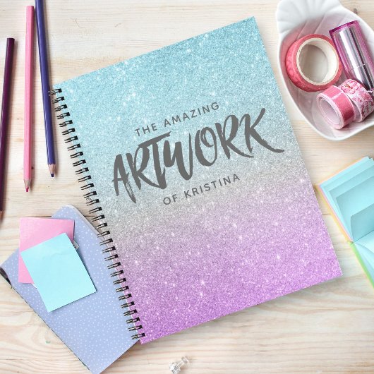 Artist Sketchbook Elegante Lila Glitzer Notizblock