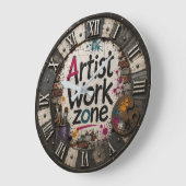 Artist Work Zone Creative Studio Gift for Artists Große Wanduhr (Winkel)