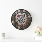 Artist Work Zone Creative Studio Gift for Artists Große Wanduhr (Zuhause)