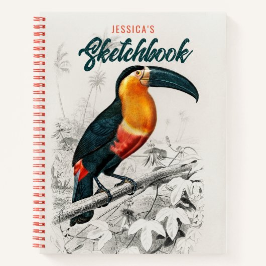 Artist Zeichnend Toucan Bird Sketchbook Individuel Notizblock (Vorderseite)